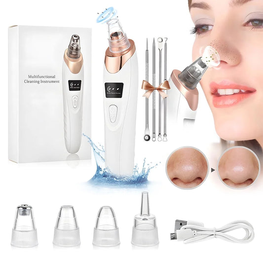 Blackhead Remover Vacuum - Facial Pore Cleaner with 5 Attachments, Electric USB Pore Vacuum