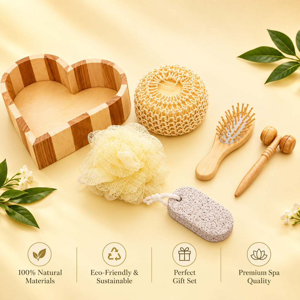 Coffret Bain & Spa 5 Pièces – Panier en Bois