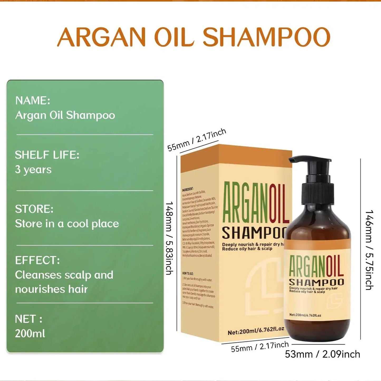 200ml Argan Oil Shampoo & Conditioner riazexpress