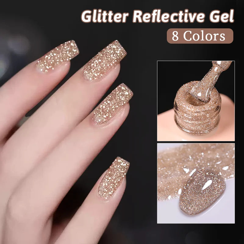 UR SUGAR Silver Reflective Glitter Gel Polish – 15ml UV Soak Off