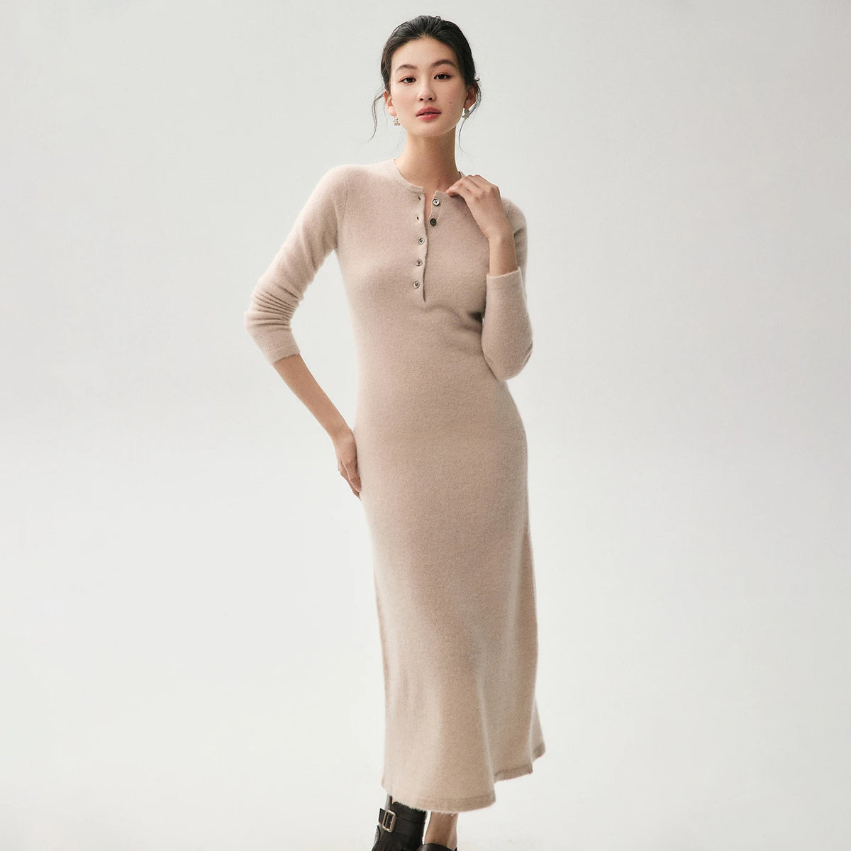 Damen Kaschmir-Strickkleid