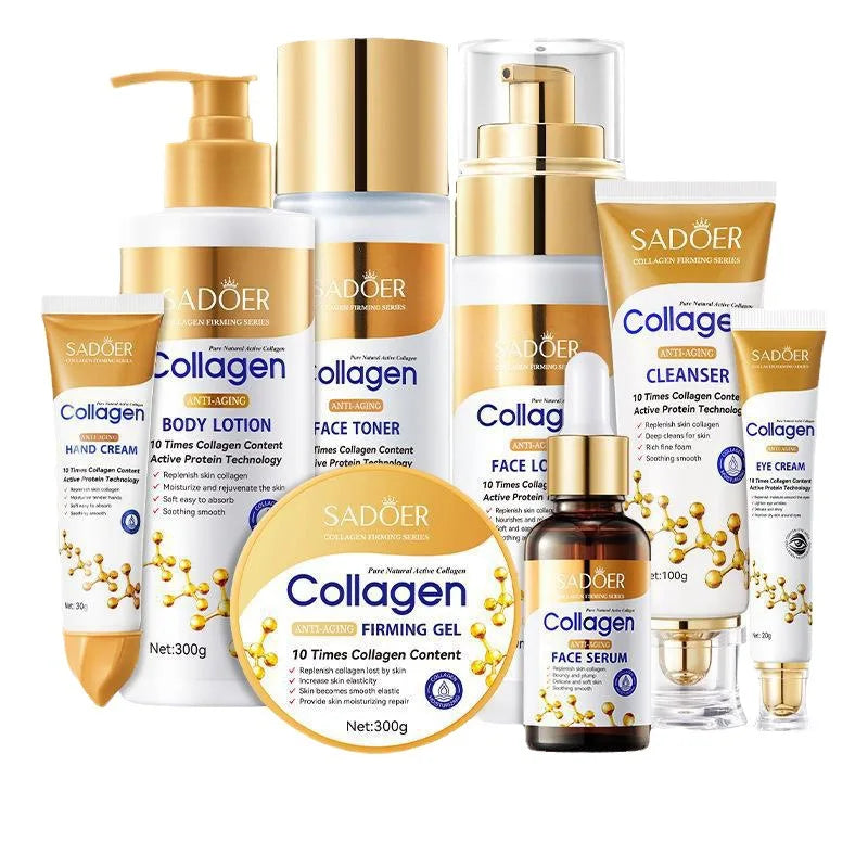 Collagen Skin Care Set – Cleanser, Essence & Face Cream for Deep Hydration