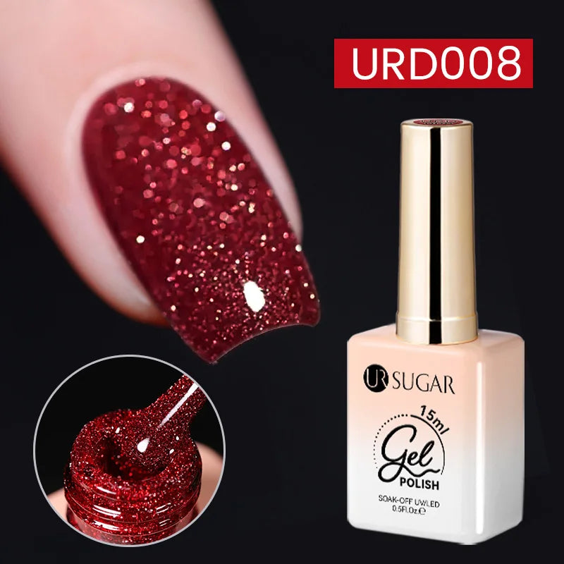 UR SUGAR Silver Reflective Glitter Gel Polish – 15ml UV Soak Off