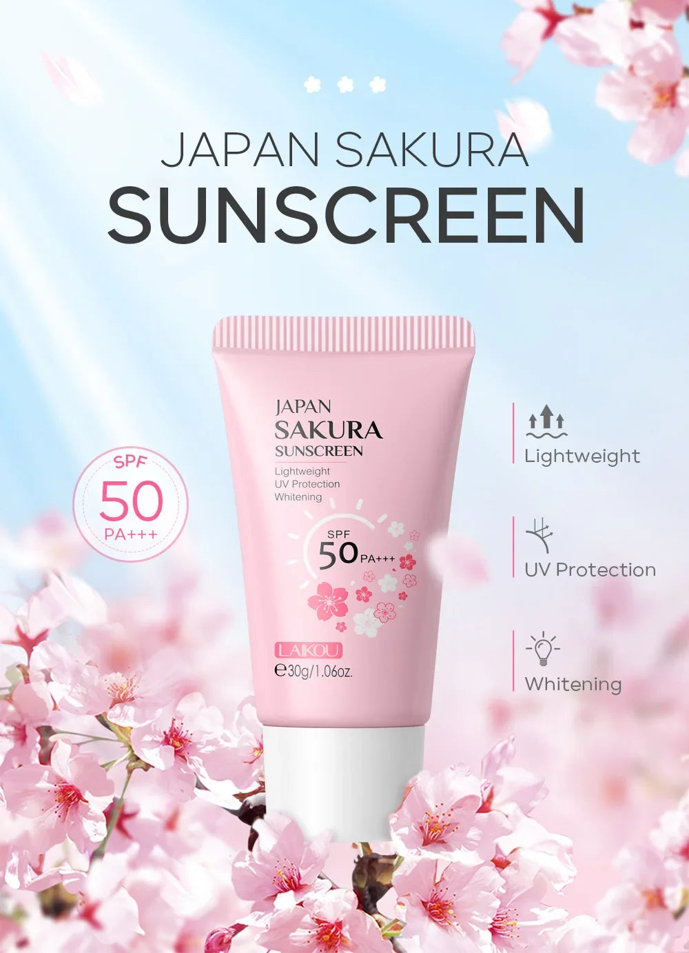 Laikou Sakura SPF 50 Sunscreen Cream – 30g