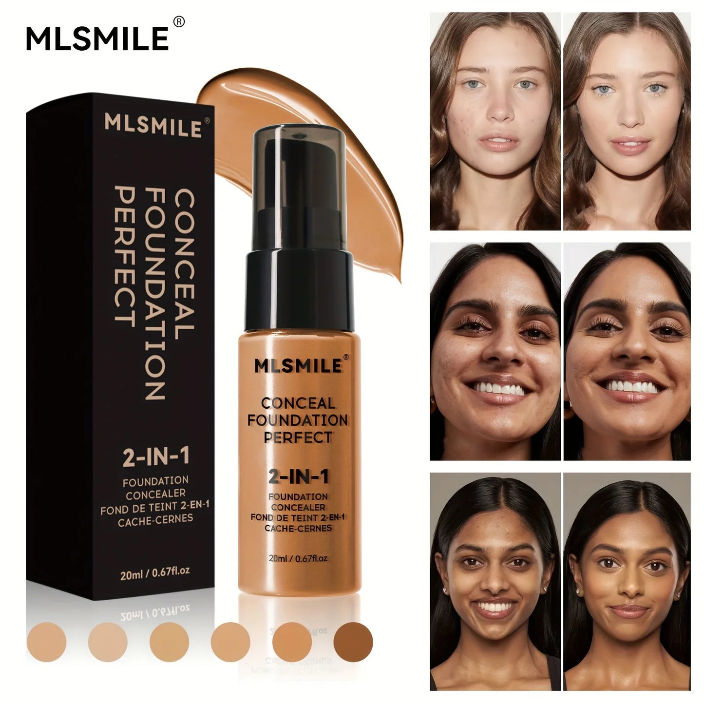 2-in-1 Liquid Foundation & Concealer – Full Coverage, Waterproof & Hydrating