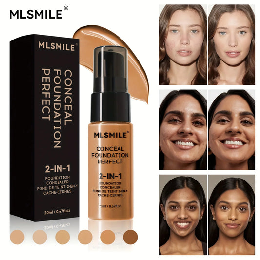 2-in-1 Liquid Foundation & Concealer – Full Coverage, Waterproof & Hydrating