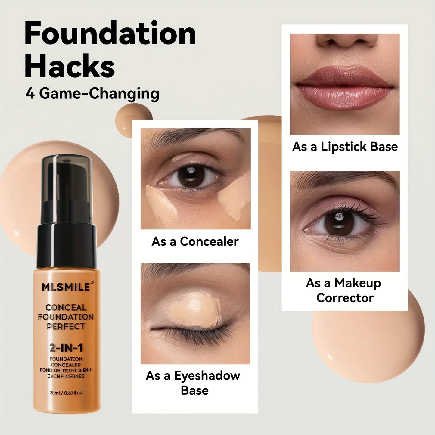 2-in-1 Liquid Foundation & Concealer – Full Coverage, Waterproof & Hydrating