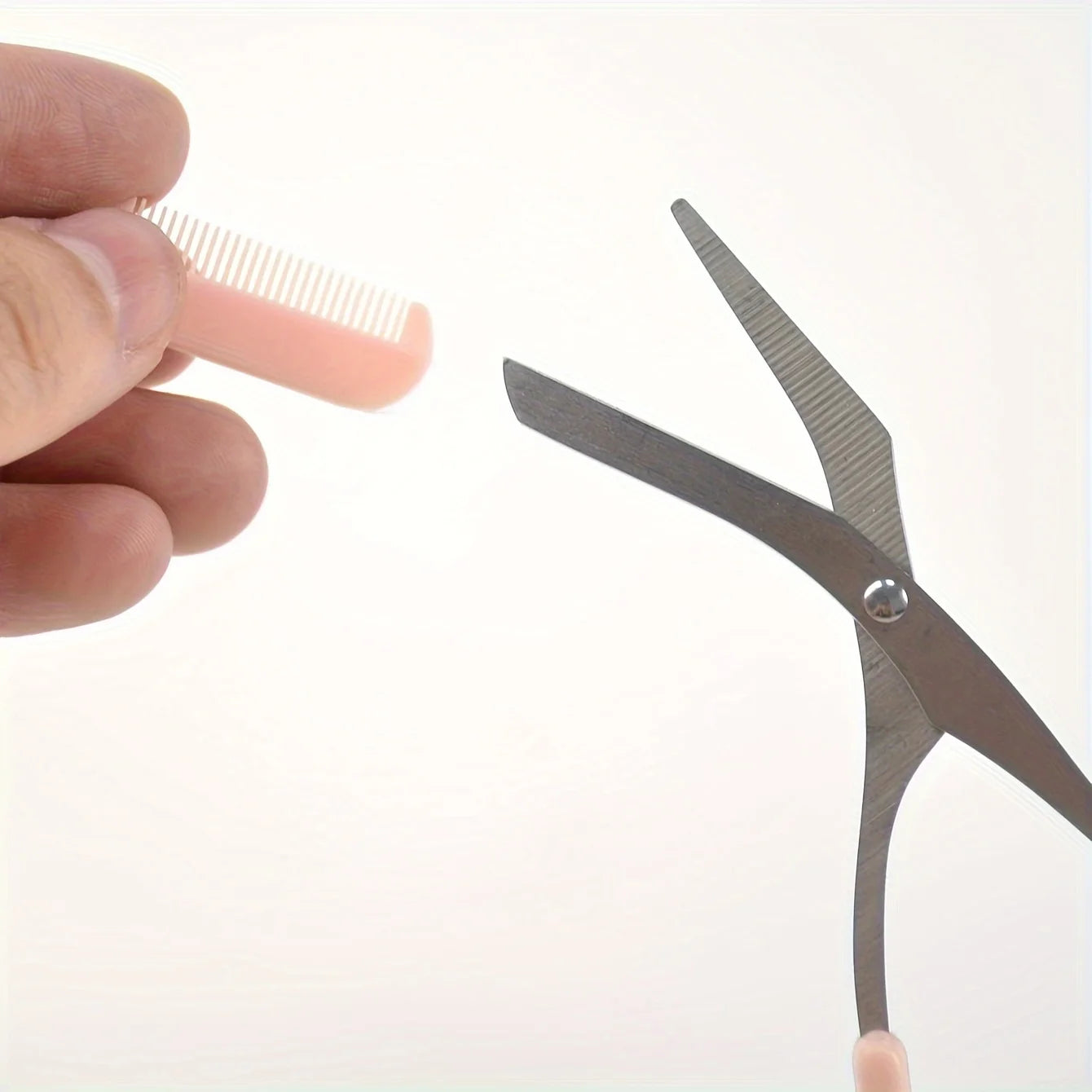 Pink Eyebrow Scissors with Comb