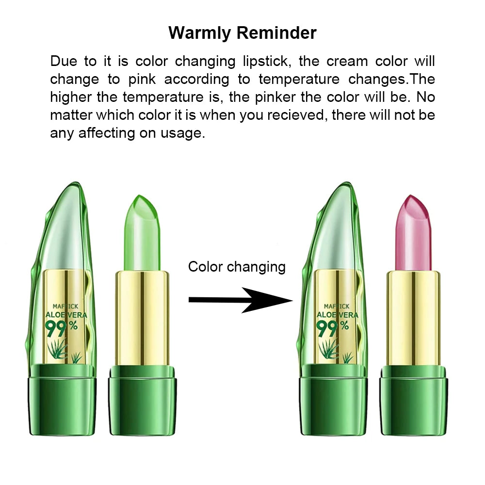 Aloe Vera Lipstick – Long-Lasting, Nourishing Lip Balm with Magic Temperature Color RIAZ EXPRESS.COM