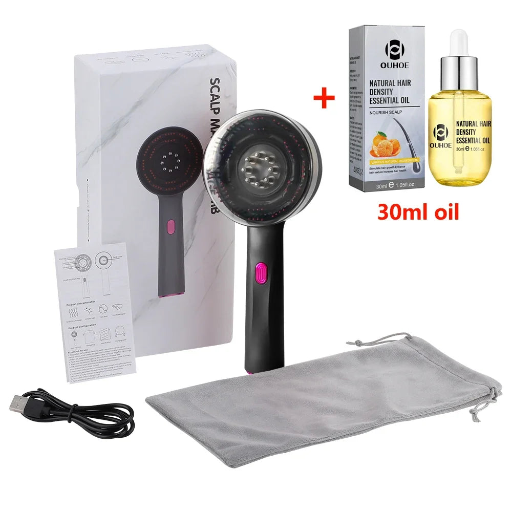 3-in-1 Electric Hair Growth Comb – Red Light Therapy & Scalp Massager