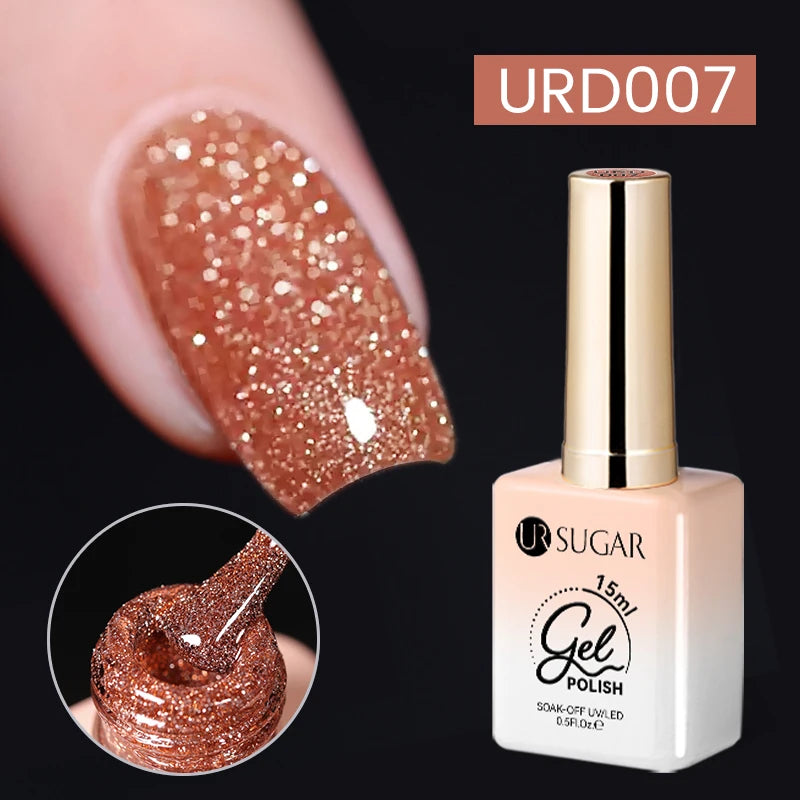 UR SUGAR Silver Reflective Glitter Gel Polish – 15ml UV Soak Off