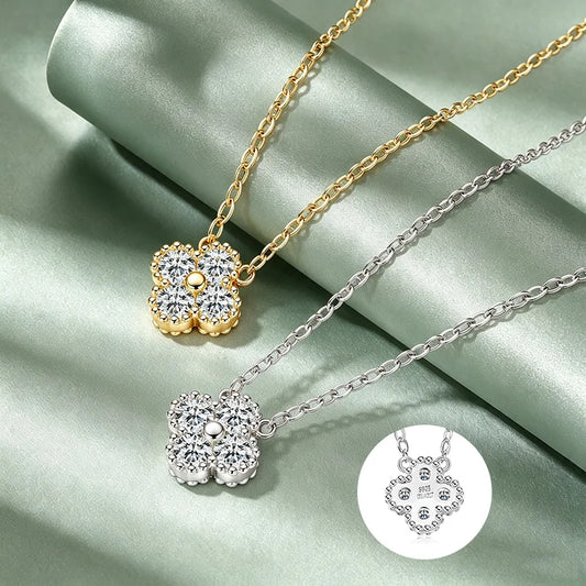925 Sterling Silver Four-Leaf Moissanite Jewelry Set