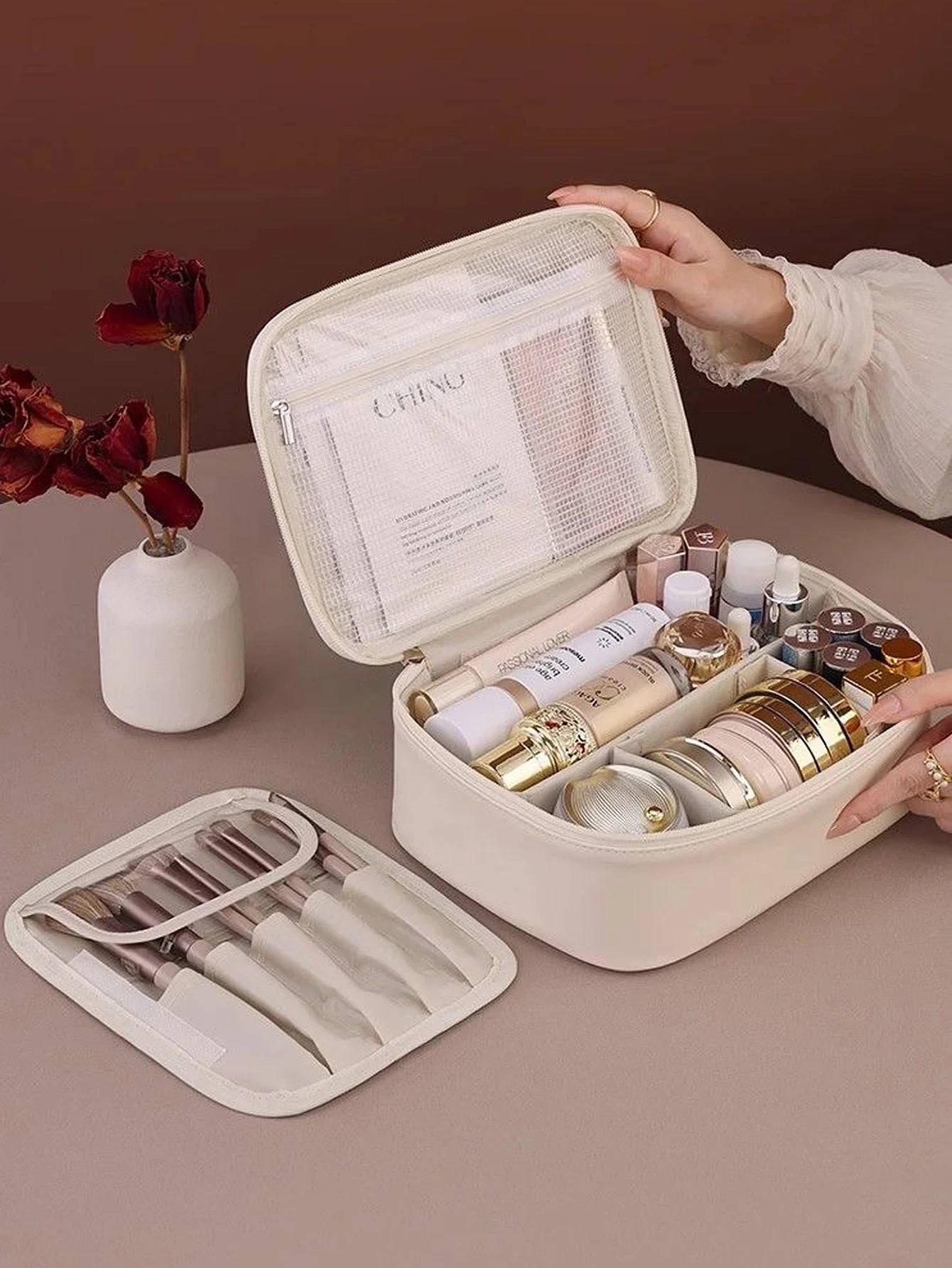 Multi-Layer Waterproof Travel Makeup Organizer for Women
