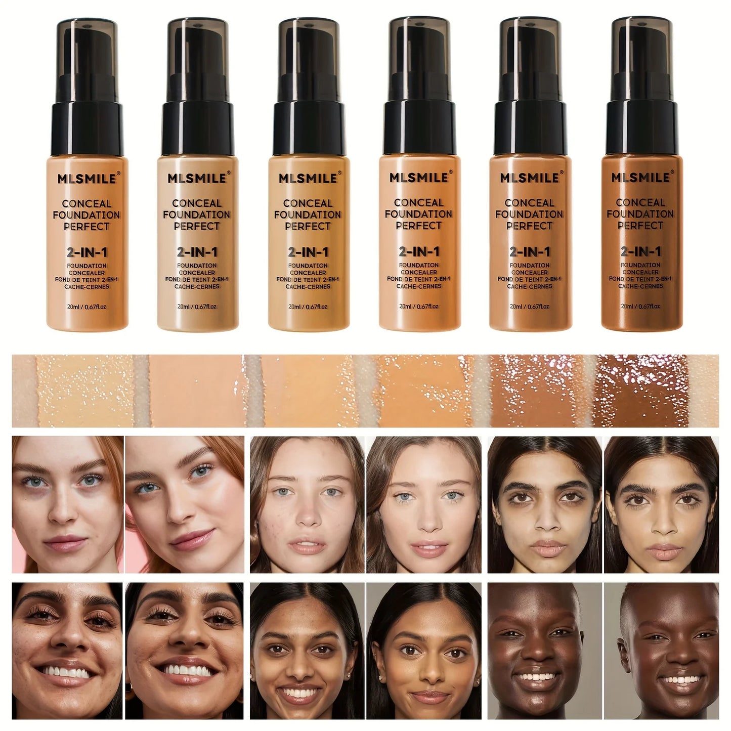 2-in-1 Liquid Foundation & Concealer – Full Coverage, Waterproof & Hydrating