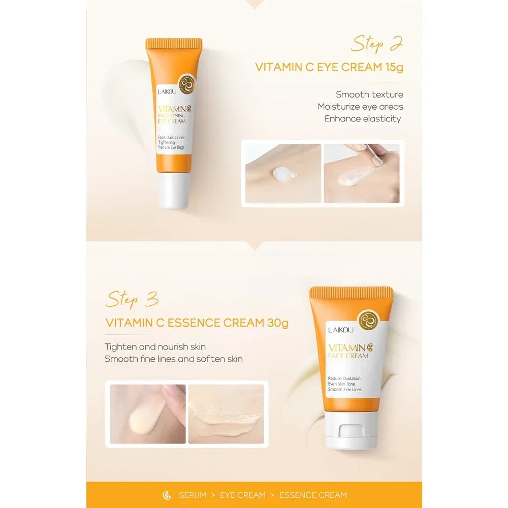 LAIKOU Vitamin C Facial Care Set – 3pcs Hydrating & Brightening