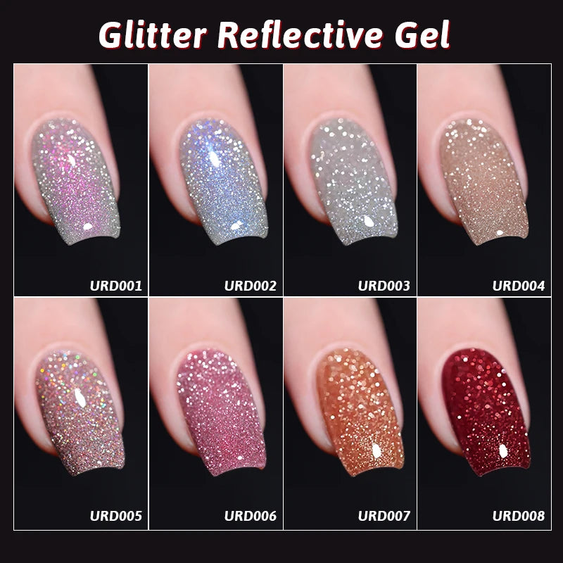 UR SUGAR Silver Reflective Glitter Gel Polish – 15ml UV Soak Off