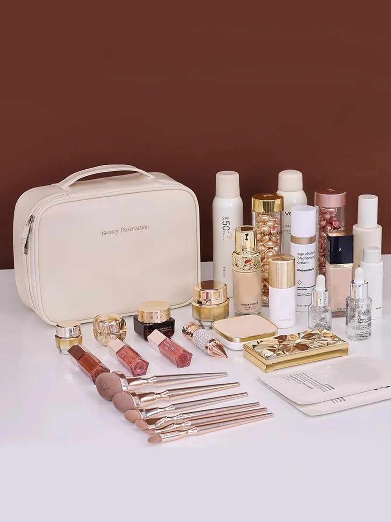 Multi-Layer Waterproof Travel Makeup Organizer for Women