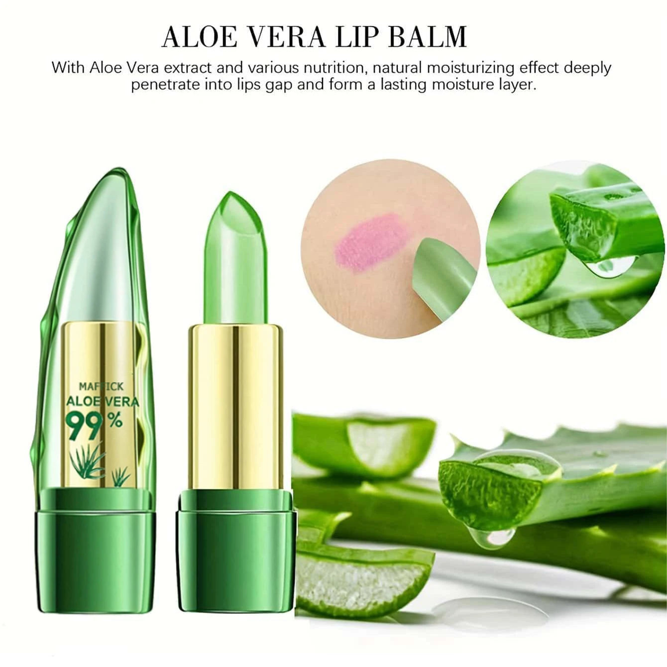 Aloe Vera Lipstick – Long-Lasting, Nourishing Lip Balm with Magic Temperature Color RIAZ EXPRESS.COM