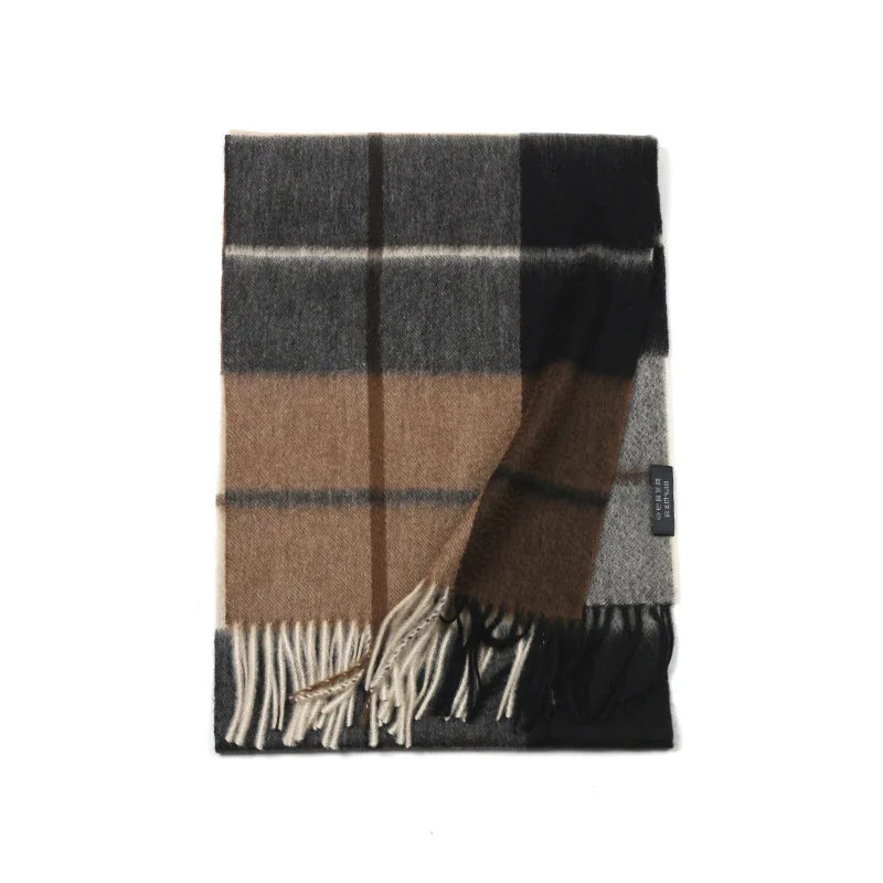 Cashmere Plaid Scarf with Tassels