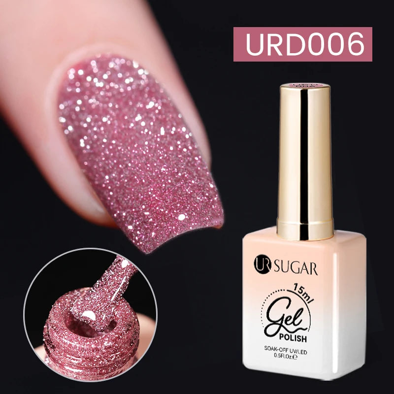 UR SUGAR Silver Reflective Glitter Gel Polish – 15ml UV Soak Off