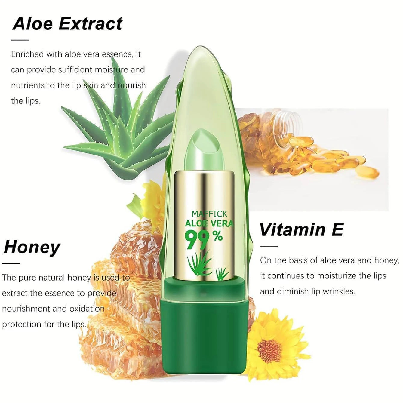 Aloe Vera Lipstick – Long-Lasting, Nourishing Lip Balm with Magic Temperature Color RIAZ EXPRESS.COM