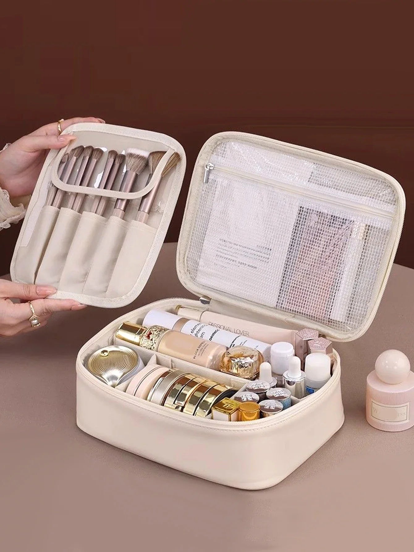Multi-Layer Waterproof Travel Makeup Organizer for Women
