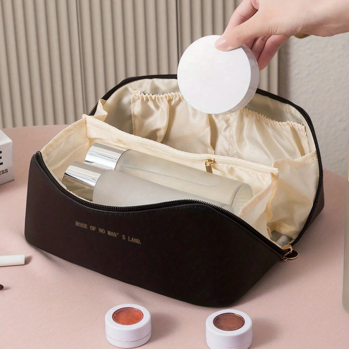 Luxury Women’s Makeup Organizer Bag – Toiletry Kit, Cosmetic Case with Zip Closure for Travel & Daily Use