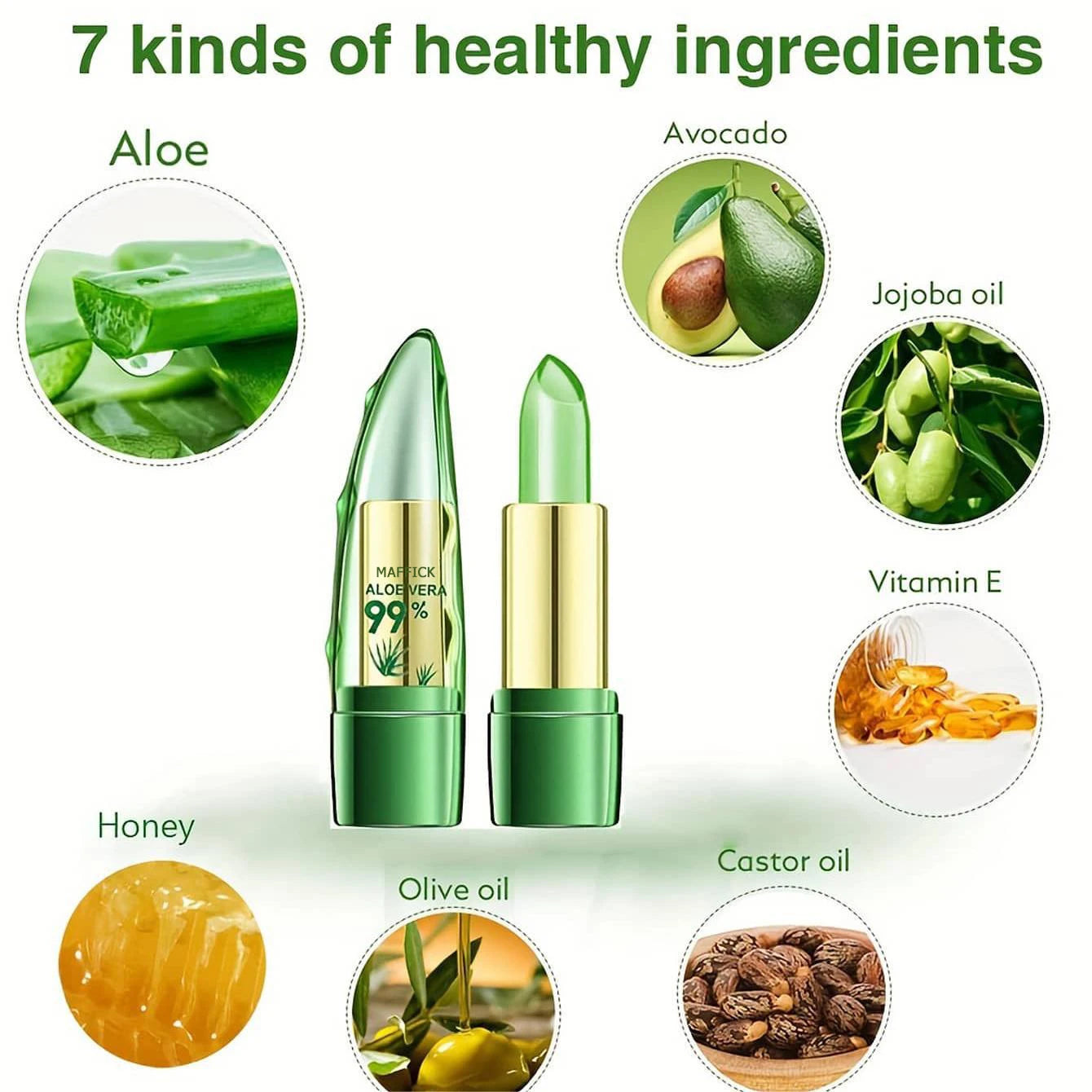 Aloe Vera Lipstick – Long-Lasting, Nourishing Lip Balm with Magic Temperature Color RIAZ EXPRESS.COM