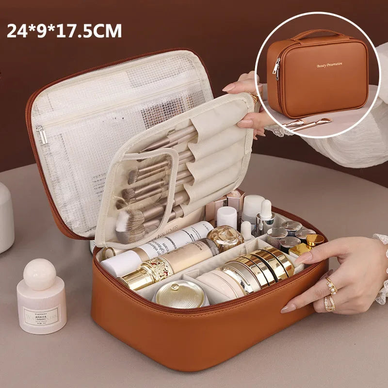 Multi-Layer Waterproof Travel Makeup Organizer for Women