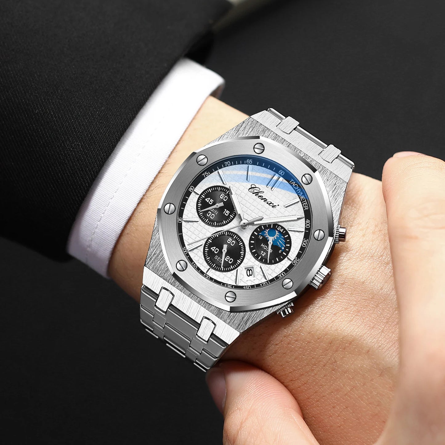 Elegant Moon Phase Ladies Watch