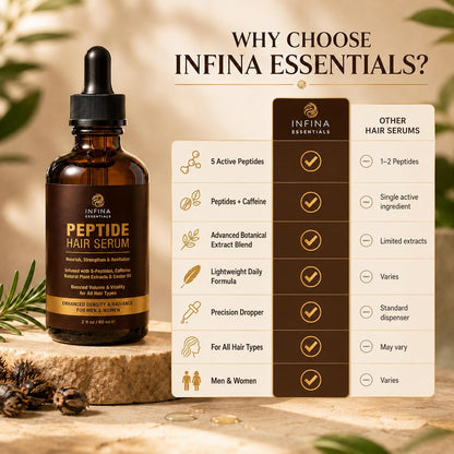 Peptide Hair Serum for Hair Growth, Frizz Control & Styling, 2 Fl Oz | Multi Peptide Serum for Hair Density, Caffeine Hair Growth Serum with Copper Peptides -