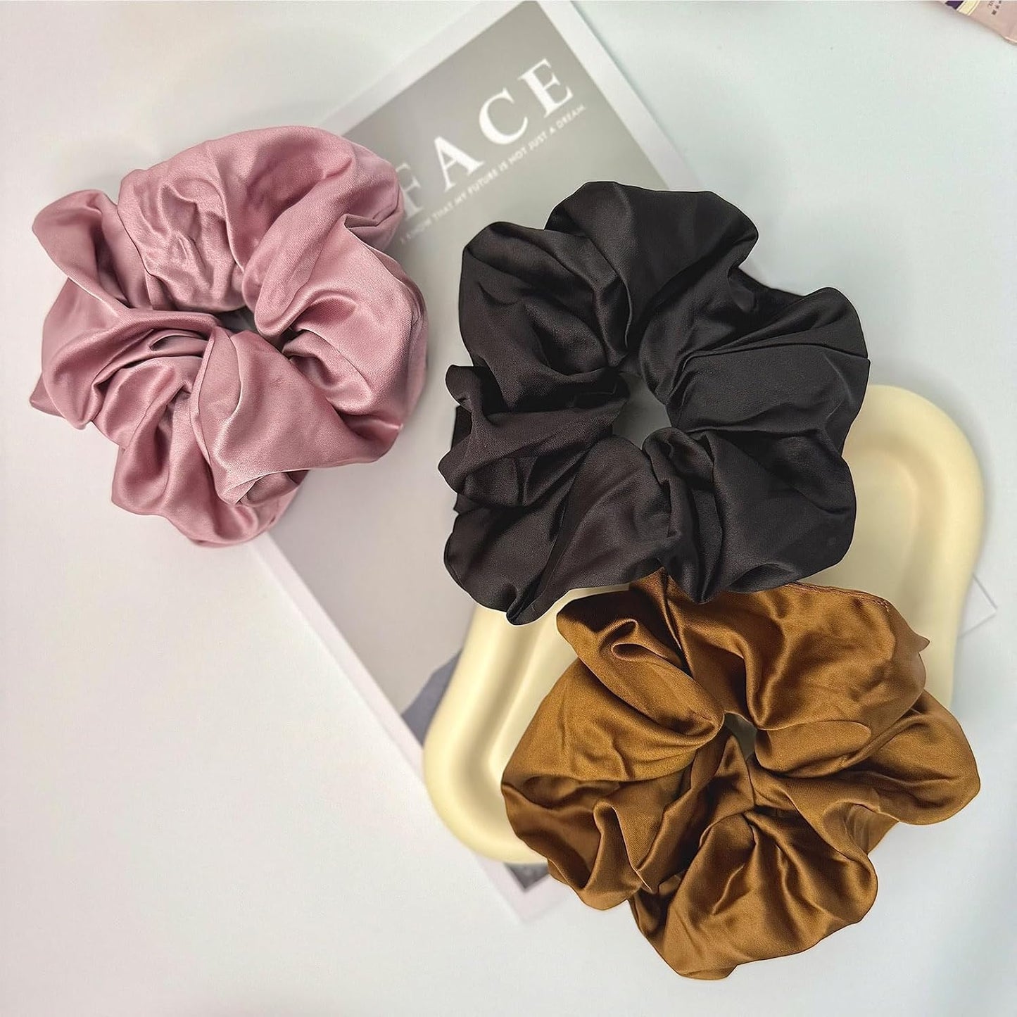 Oversized Scrunchies for Women and Girls,No Damage Large Hair Ties,For Sleeping, Parties, Weddings,3 Pcs