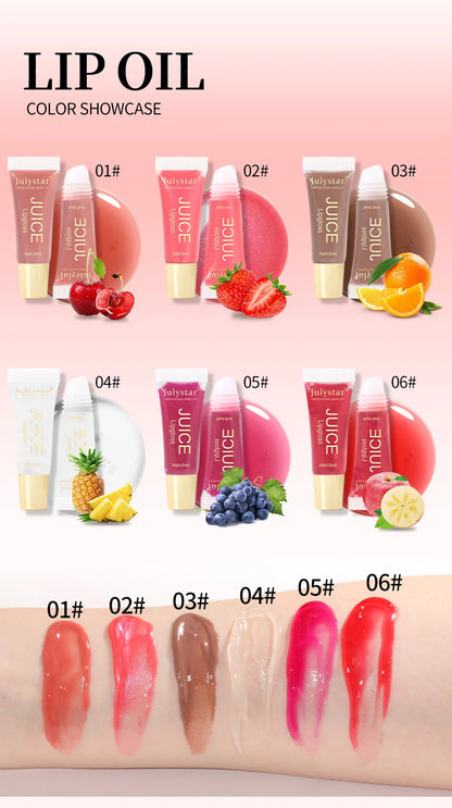 Fruit Flavor Glossy Lip Oil Natural Long Lasting Hydrating Plump Lip Gloss Moisturizing Shiny Watery Lip Tint