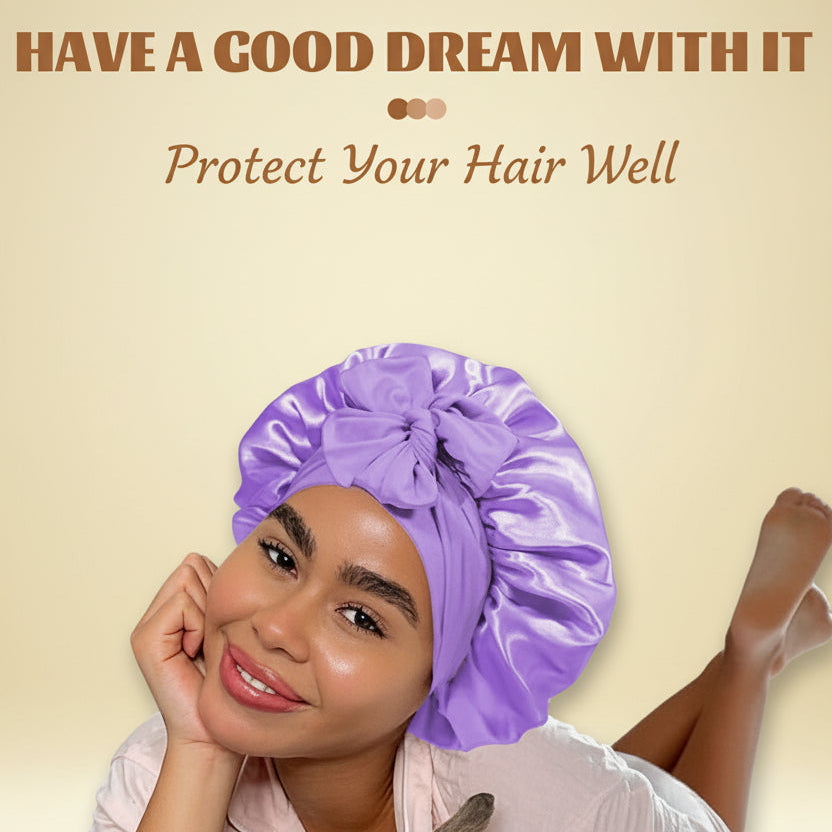 Satin Bonnet Silk Bonnet for Sleeping Silk Sleep Cap Double Layer Hair Bonnet with Elastic Tie Band