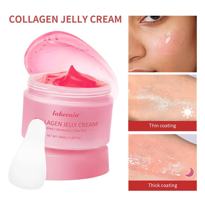 Collagen Skincare Set, 5 Pcs Bio-Collagen Deep Hydrating Mask & Night Wrapping Peel off Facial Mask and Jelly Cream, for Firming & Glowing Skin