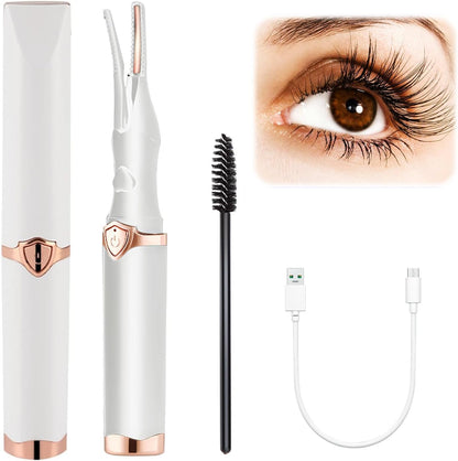 Heated Eyelash Curler, Mini Electric Eyelash Curler, Portable Makeup Electric Eyelash Curling, USB Rechargeable Finalize Eyelash Tool Beauty Tools for Women (White)