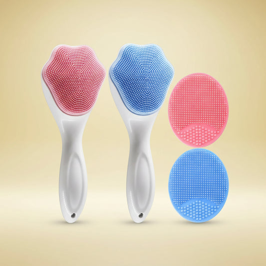 Silicone Face Scrubber and Exfoliator Brush - Facial Cleansing Brush for Blackhead, Acne, Pore, Cradle Cap - Deep Cleaning Skin Care 4 Pack
