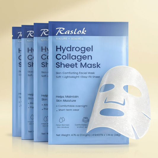 Overnight Hydrogel Collagen Face Mask – Deep Hydration Sheet Mask for Soft, Smooth & Refreshed Skin – Single Use, 1.19 Oz (34Gm) X 4 Each