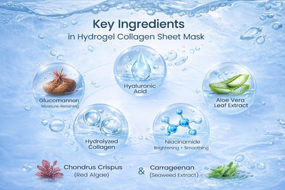 Overnight Hydrogel Collagen Face Mask – Deep Hydration Sheet Mask for Soft, Smooth & Refreshed Skin – Single Use, 1.19 Oz (34Gm) X 4 Each