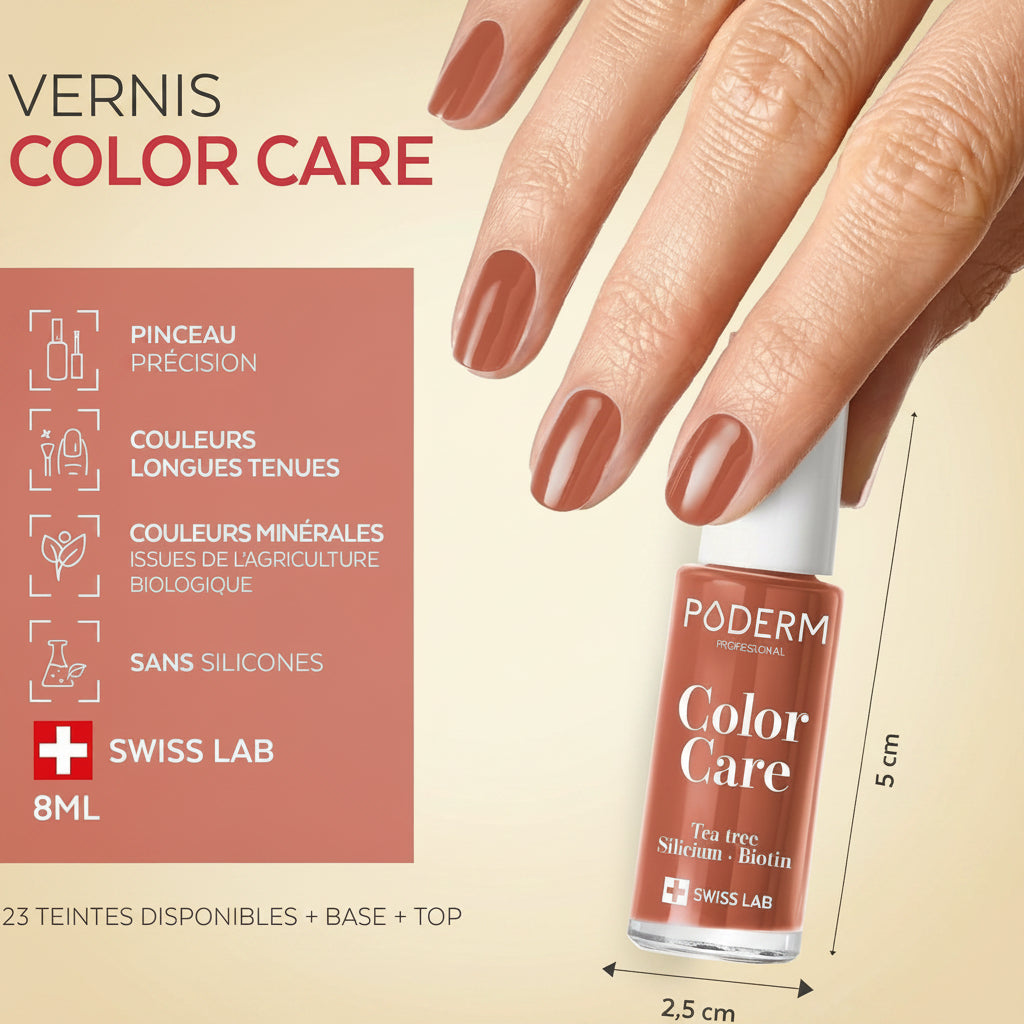 Vernis Soin Au Tea Tree - Terracotta | Swiss Lab - 8ML | Enrichis En Tea Tree, Silicium & Biotine | Purifie, Clarifie & Nourrit Les Ongles Jaunes Et Abîmés | Créé Par Une Podologue