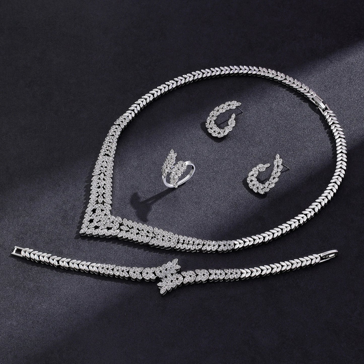 4 Pieces Zirconia Bridal Jewellery Collection Necklace Set