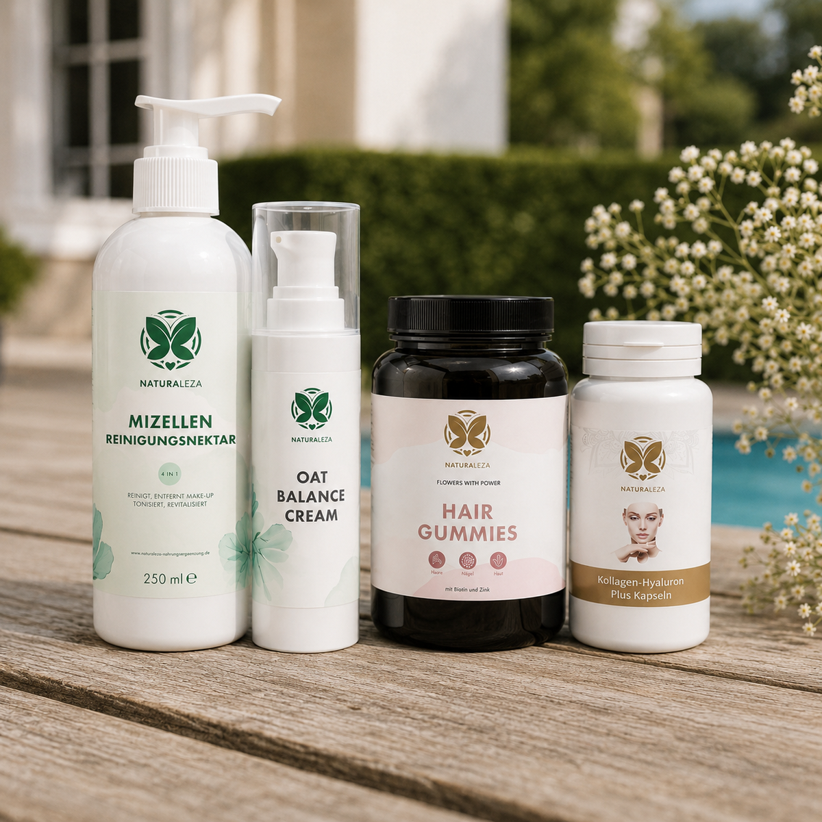 Bundle Beauté Cheveux & Peau – Hair Gummies, nectar micellaire, OAT Balance Cream et capsules collagène