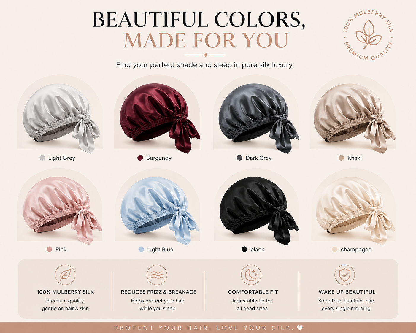 Mulberry Silk Hair Bonnet