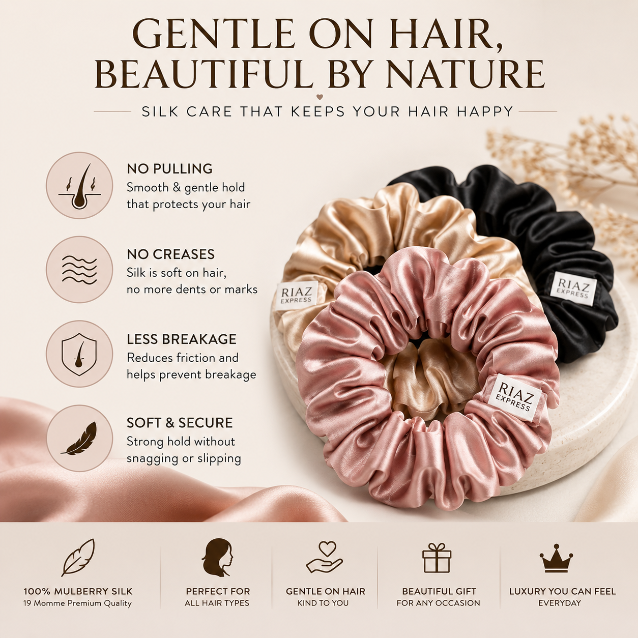 Silk Scrunchies – Gentle Hair Care