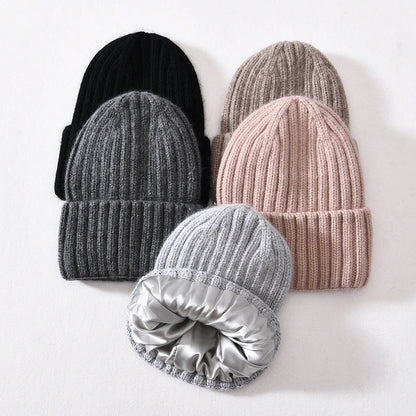 Satin-Lined Winter Beanie – Cashmere Blend Knit