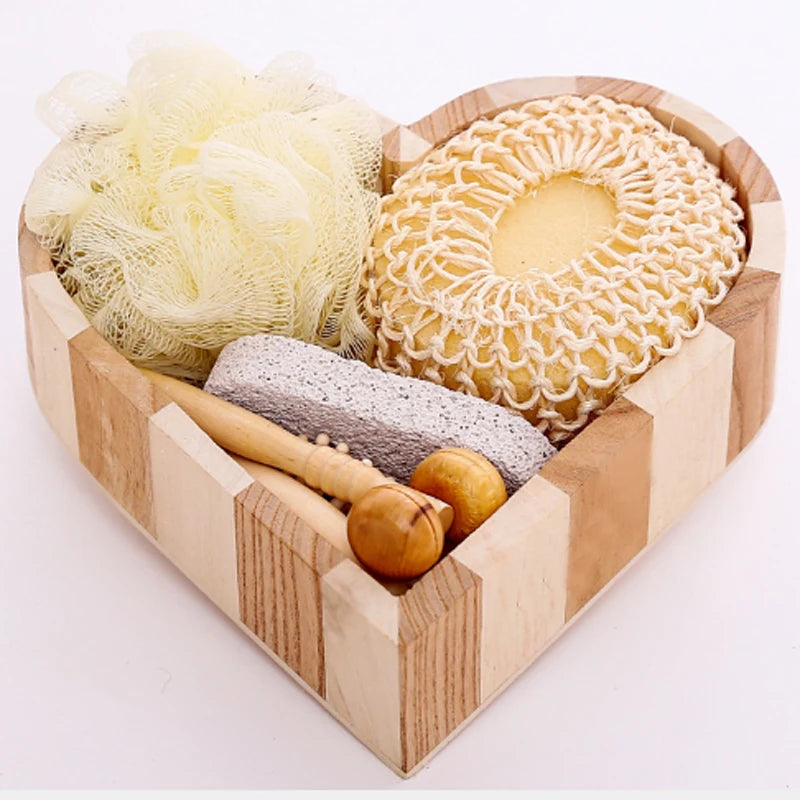 Coffret Bain & Spa 5 Pièces – Panier en Bois