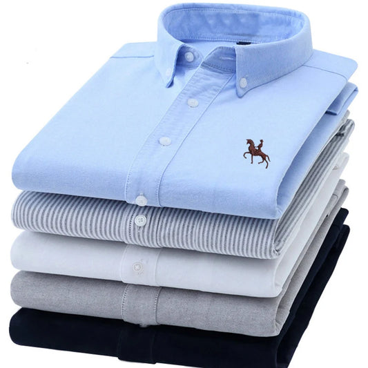 Large sizes Cotton Oxford Shirt For Mens Long Sleeve