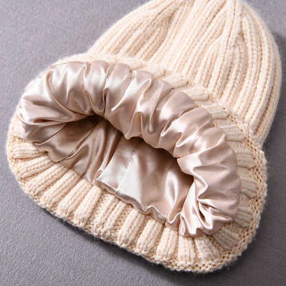 Satin-Lined Winter Beanie – Cashmere Blend Knit