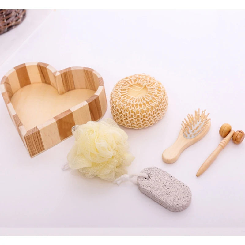 Coffret Bain & Spa 5 Pièces – Panier en Bois