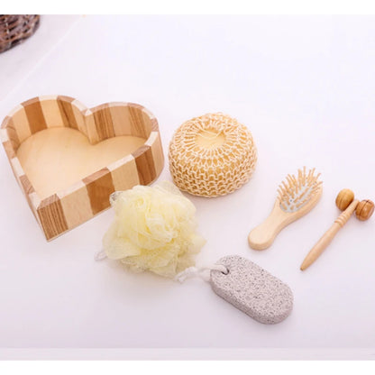 Coffret Bain & Spa 5 Pièces – Panier en Bois
